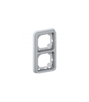 Flush mounting Rama suport Plexo IP55 - 2 module vertical - gri