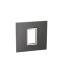 French and German standard plate versiune patrata 1 module - brushed metal negru