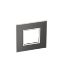 French and German standard plate versiune patrata 2 module - brushed metal negru