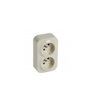 French standard prizas 2x2P+E pentruix inclined 45° - surface mounting - IP2X - 16A 250V~ - ivory