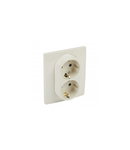 German standard 2x2P+E compact priza cuout safety shutters Niloé - screw terminals -supplied cu ivory plate