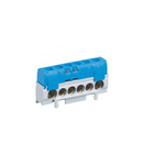 IP2X terminal block - neutral (albastru) - 1 x 10 to 35² - 5 x 6 to 25² - L. 62 mm