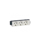 Multiple priza Mosaic - 3 x 2P+E - pentru capac flexibil snap-on DLP trunking - alb