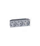 Multi-support multiple priza Mosaic - 3 x 2P+E automatic terminals - alu