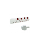 Prelungitor cu 2 USB prizas and LED - multi-standard - 2.4 A total - 5 m cord - alb/gri