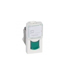 RJ 45 priza Mosaic - category 6A UTP - 1 module - alb cu verde shutter