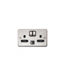 Single Pole British priza + USB charger Synergy -Intrerupator doua moduleed -13 A 250 V~ -authentic brushed stainless steel