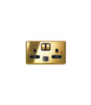 Single Pole British standard priza + USB charger Synergy - Intrerupator doua moduleed - 13 A 250 V~ - authentic glossy gold