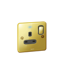 Single Pole British standard Synergy - 1 module switch+LED - 13 A -250 V~ -Authentic glossy gold