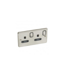 Single Pole British standard Synergy -Intrerupator doua moduleed -13 A -250 V~ - Authentic brushed stainless steel