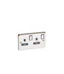 Single Pole British standard Synergy -Intrerupator doua moduleed -13 A -250 V~ - Authentic polished stainless steel