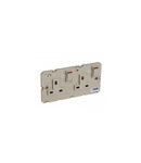 Single pole priza 2P+E switched 2 module Arteor 13 A 250 V~ conpentrum to BS 1363:2 - champagne