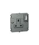 Single pole priza Arteor - BS 1363:2 - 13 A- 2P+E switched+neon - 1-module - magnesium