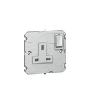 Single pole priza Arteor - BS 1363:2 - 13 A- 2P+E switched+neon - 1-module - soft alu