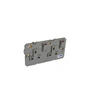 Single pole priza Arteor - BS 1363:2 - 13 A- 2P+E switched+neon - 2 module - magnesium