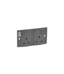 priza Mallia - switched - 2 module - 13 A 250 V~ - dark silver