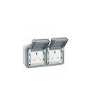 priza Plexo IP55 - BS - 13 A - 2x2P+E - surface mounting - gri