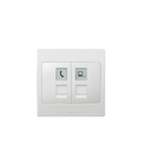 Telephone/data priza Mallia - RJ 11 + RJ 45 priza category 5e UTP - alb