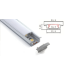 Profil ingropat cu dispersor pentru banda LED rigida YF-102 / aluminiu