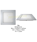 Spot Led plat 9w/6400k (square) *TV 0,25ron