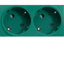 Priză dublă SCHUKO 45 mm, 16A, 230V, verde, 4M QC