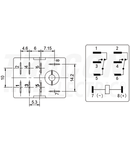 Releu miniaturizat de putere cu buton test și indicat.stare
24V AC / 2×CO (12A, 230V AC / 28V DC)