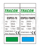 Descărcător de supratensiuneT2,AC,elem. mod. înlocuibil
Uc:275/255V; In:40kA; Imax:70kA; Up:1,7/1,5kV; 1+1P