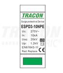 Descărcător de supratensiuneT3, integrat, AC
Uc:275V; In:10kA; Uoc:20kV; Up:1,2kV; 1+1P