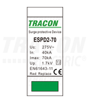 Element modular 70 M desc.supratensiune T2, AC
Uc:275V; In:40kA; Imax:70kA; Up:1,7kV