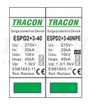 Descărcător de supratensiuneT2+T3, integrat, AC
Uc:275V; In:20kA; Imax40kA; Uoc:10kV; Up:1,3/1,5kV; 3+1P