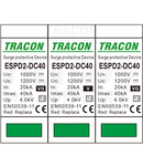 Descărcător de supratensiuneT2,DC,elem. mod. înlocuibilUcpv: 1200V; In:20kA; Imax:40kA; Up:4kV