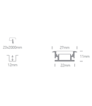 Alu inground profile 7914R/AL+3mm PC opal diffuser IP67, 2m