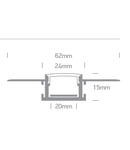 Alu Trimless Profile ptr.20mm Strips+Opal capac 2m