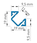 Aluminiumprofile KLE, L-2000mm B-19mm H-19mm