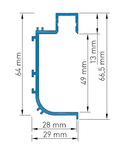 Aluminiumprofile KLL, L-2000mm B-29mm H-66,5mm