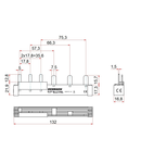 Bara alimentare lamele 3 poli, 16mm²