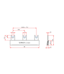 Baretă furcă N, 16mm², 3x2UH, albastru