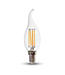 Bec LED lumânare 4W filament E14 flacără 2700K, 400lm, 300°