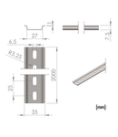 DIN-rail slotted, L=2000 W=35 D=7.5mm