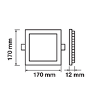 Downlight LED Premium Panel 12W - pătrat 3000K, 1000lm, 120°