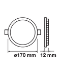 Downlight LED Premium Panel 12W, rotund 3000K, 1000lm, 120°