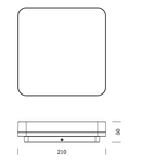 Elegance Square II 15W 1500lm 3000K Triac Dim IP44 argintiu