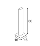 H-POL, anthracit, o banda lumina, L/B/H 16,5/16,5/66 cm