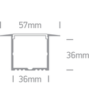 LED aluminum recessed profile + PC diffuser black 2m