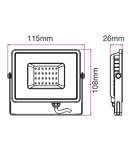 LED Floodlight 10W 800lm 3000K 220-240V IP65 100° grey