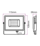 LED Floodlight 10W, 830, 800lm, IP65, 230V, black