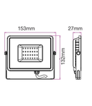 LED Floodlight 20W 1600lm 3000K 220-240V IP65 100° white