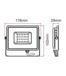 LED Floodlight 30W 2400lm 3000K 220-240V IP65 100° grey