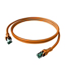 Patchcablu Cat.6a push pull ecranat RJ45 portocaliu,LS0H,10m