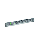 PDU19'' 7xSchuko, 2 m fisa Schuko, AL- Negru, intr.,prot.